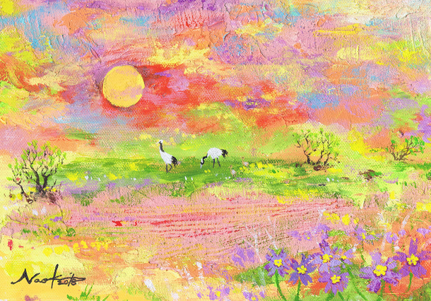 松本直樹 アクリル画　木の芽風