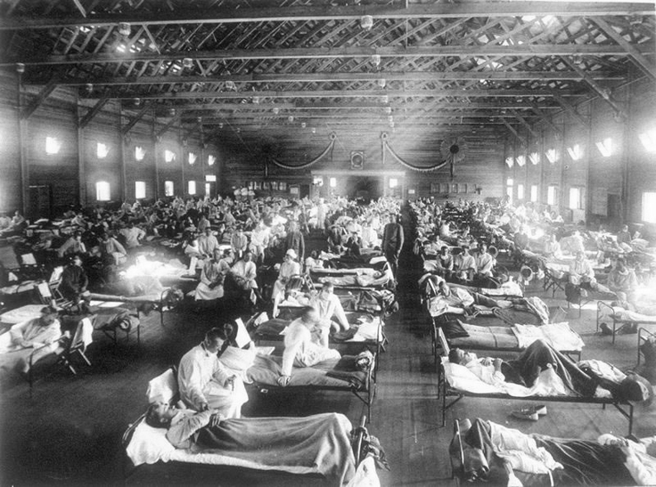 米国カンザス州キャンプファンストンのインフルエンザ流行中の緊急軍病院