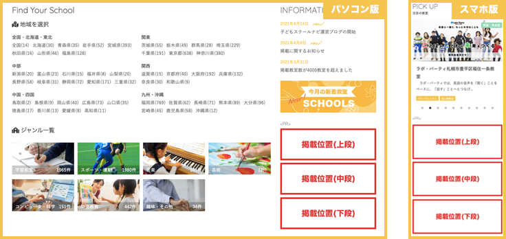 例）トップページ最上部PR広告