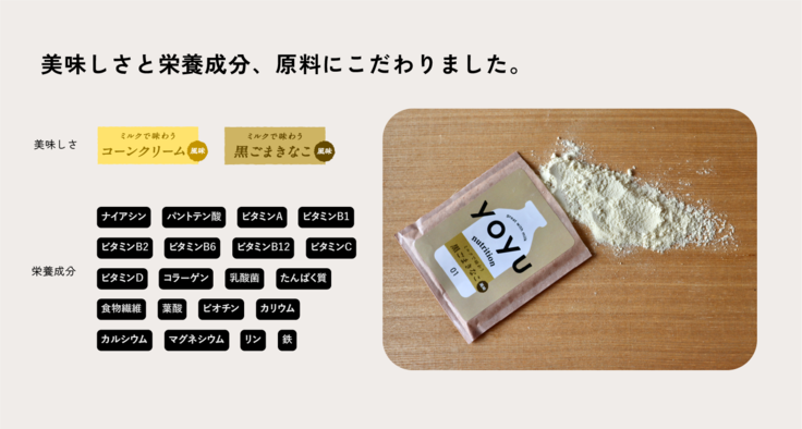 美味しさと栄養成分、原料にこだわりました