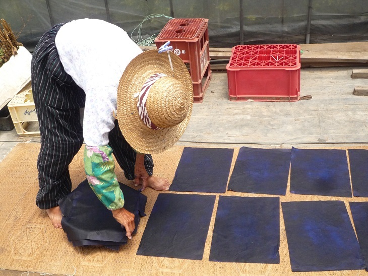 天日干しされる青花紙