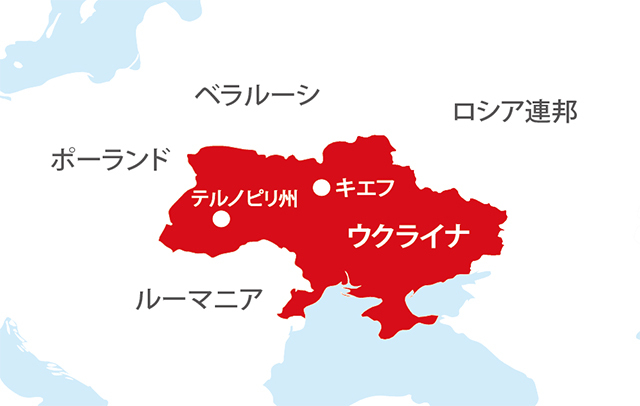 ウクライナと周辺国の地図とAARの活動地