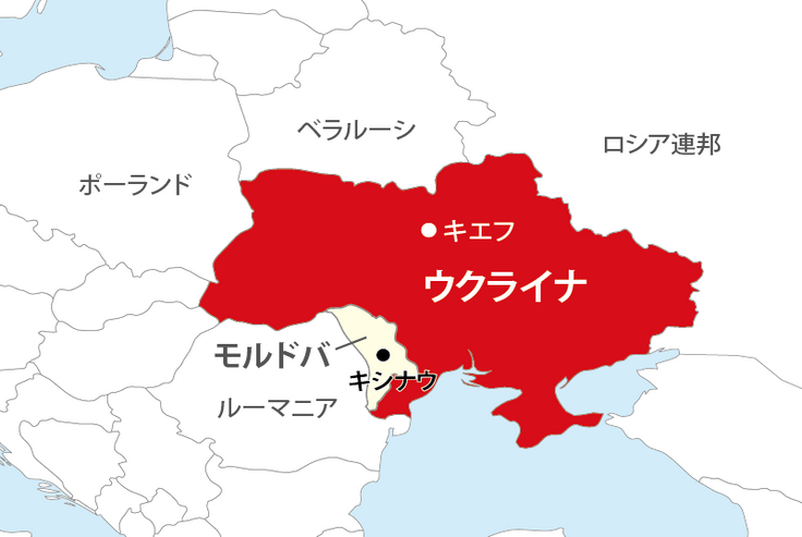 モルドバとウクライナの地図
