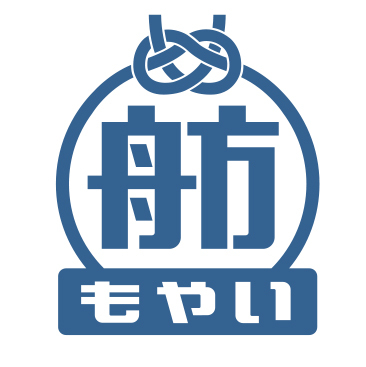 「もやい結び」をモチーフとした団体ロゴ。