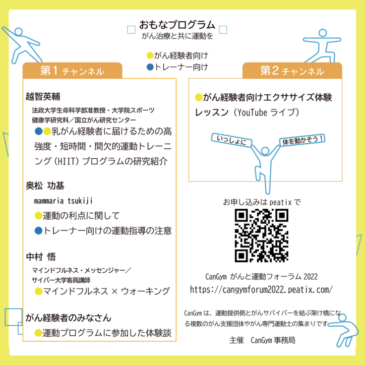 がんと運動フォーラム2022おもなプログラム