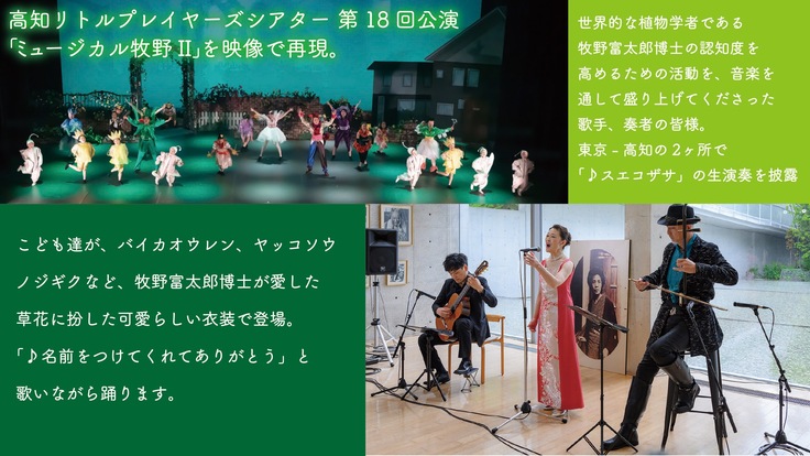 牧野富太郎博士に関連する舞台映像と音楽を、東京ー高知で披露したい