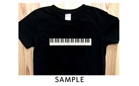 鍵盤Tシャツ（半袖・生地/黒・プリント/白）