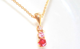 Christmas & New Year k18gp Ruby & Diamond &Sapphire Necklace