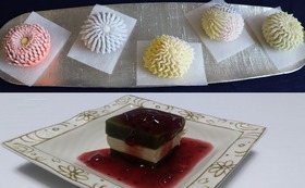 抹茶チョコレート羊羹(200g)×２＋菊の上生菓子６個セット