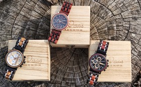 ◆３本購入で早割50%OFF◆ 【Besoins】オリジナルケース付木製腕時計 各色３個※ご希望のカラーを選択して下さい
